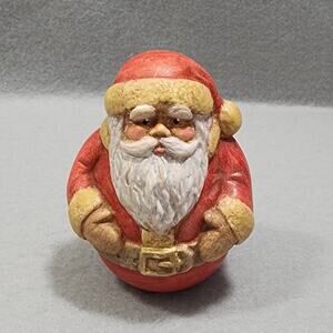 Hand Painted Ceramic Roly Polly Santa Claus Figurine Folk Art By Silvestri 3.25"